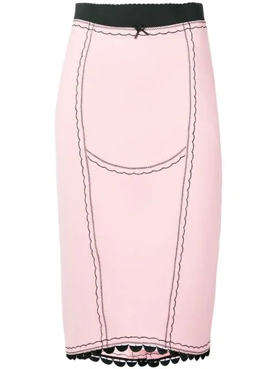 Shop Marco De Vincenzo Embroidered Skirt In Pink