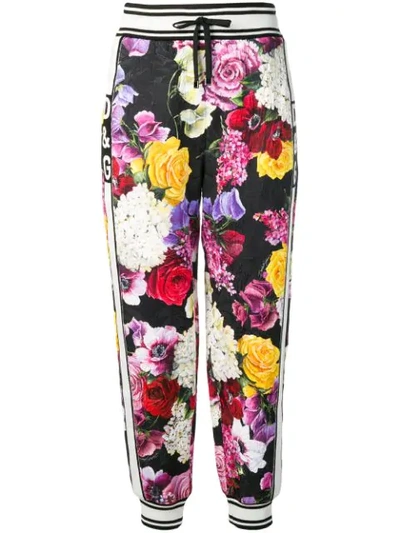 Shop Dolce & Gabbana Floral Logo Track Trousers In Black