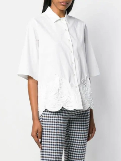 Shop Antonelli Cropped Sleeve Shirt - White
