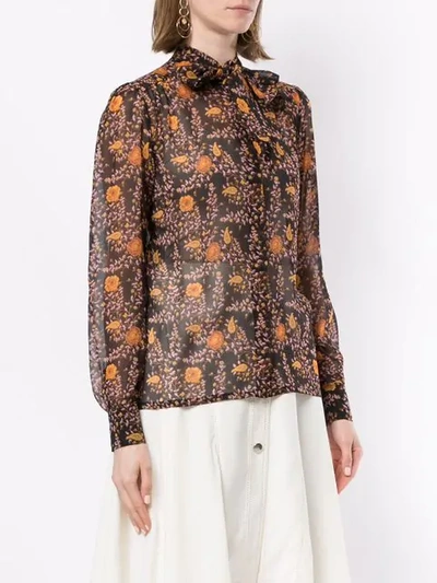 Shop Giambattista Valli Floral Print Blouse In Black