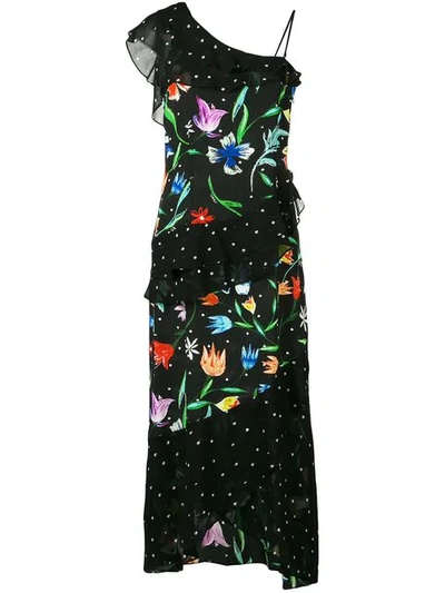 Shop Rixo London Off Shoulder Floral Ruffle Dress In Black