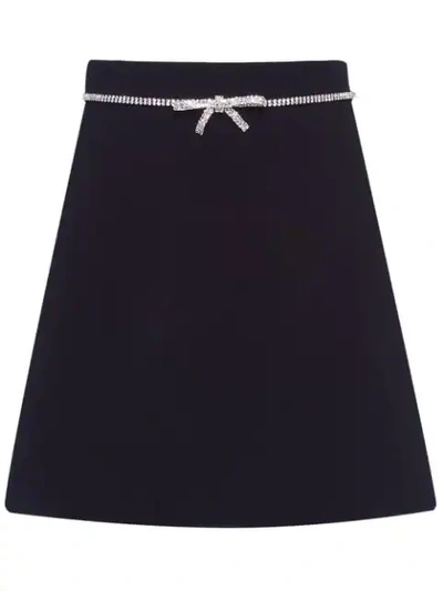 Shop Miu Miu Bow Embellished Skirt In F0002 Black