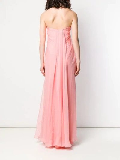 Shop Alexander Mcqueen Chiffon Bustier Gown In 6990 Anemone