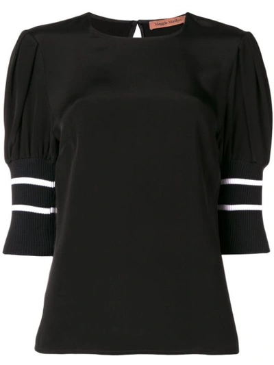 Shop Maggie Marilyn Striped Sleeve Blouse In Black