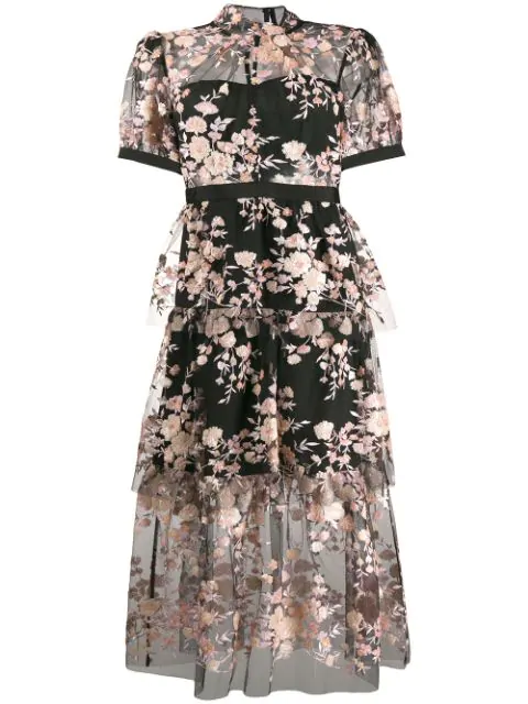 self portrait floral sequin embroidered dress