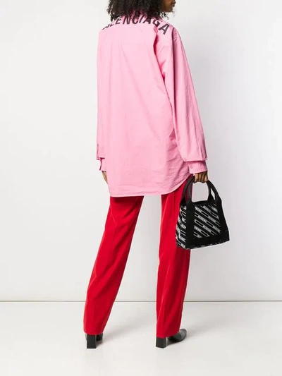 Shop Balenciaga Logo Printed Shirt In Pink