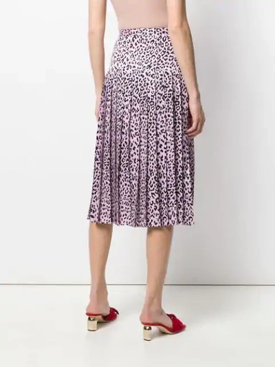 Shop Alessandra Rich Leopard Print Pleated Skirt In Pink