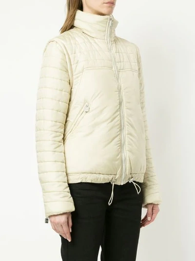 Pre-owned Chanel Removable Sleeve Padded Jacket In White