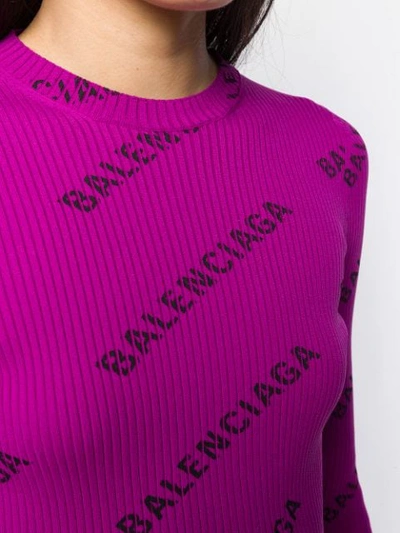 Shop Balenciaga L/s Crew Neck Jumper In Purple
