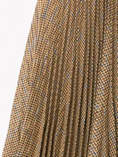 Shop Gucci Houndstooth Check Pleated Skirt In Brown