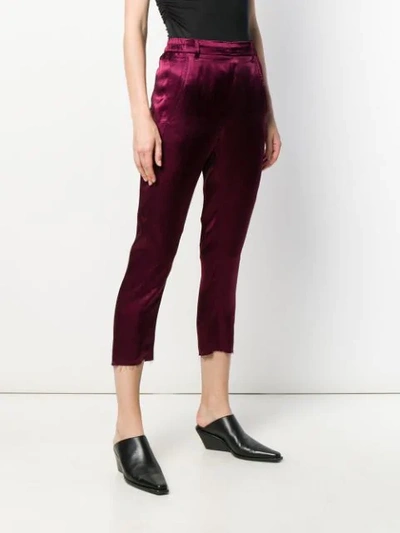 Shop Ann Demeulemeester Cropped Satin Trousers In Red