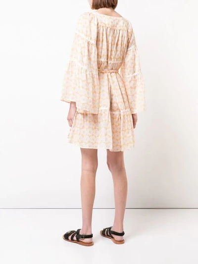 Shop Lisa Marie Fernandez Floral Frilled Dress In Yellow
