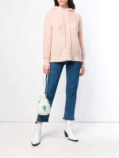 Shop Ganni Knitted Hoodie In Pink