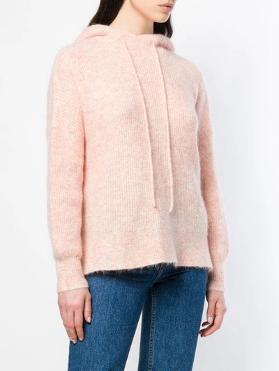 Shop Ganni Knitted Hoodie In Pink