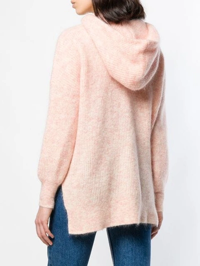 Shop Ganni Knitted Hoodie In Pink