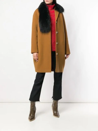 Shop Gianluca Capannolo Fox Fur Trim Coat In Brown