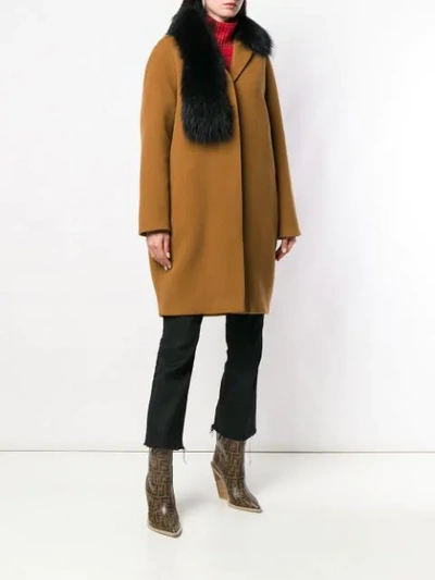Shop Gianluca Capannolo Fox Fur Trim Coat In Brown