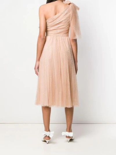 Shop Red Valentino One Shoulder Tulle Dress In Neutrals