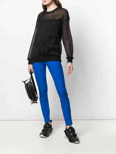 STELLA MCCARTNEY SHEER EMBROIDERED SWEATSHIRT - 黑色