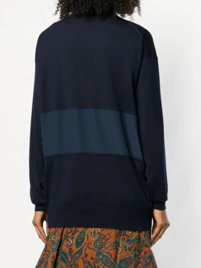 Shop Chloé Turtle-neck Panelled Sweater In Blue