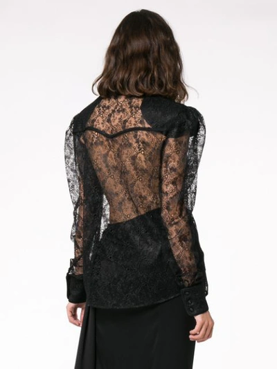 Shop Magda Butrym Busan Lace Long Sleeve Shirt In Black