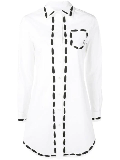 Shop Moschino Long Painted Shirt In White