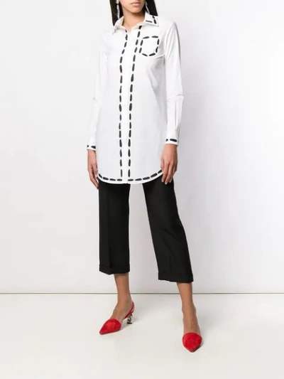 Shop Moschino Long Painted Shirt In White