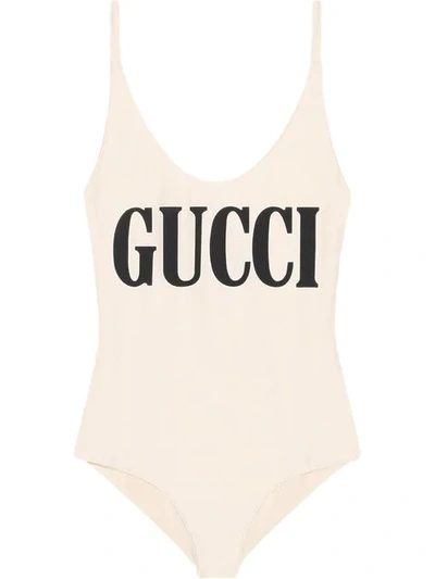 Shop Gucci Sparkling Swimsuit With  Print In Neutrals