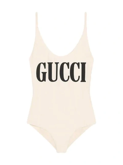 Shop Gucci Sparkling Swimsuit With  Print In Neutrals