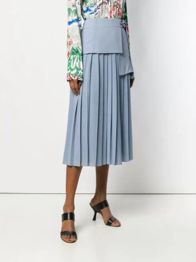 Shop Victoria Victoria Beckham Side Tie Pleated Skirt In Blue