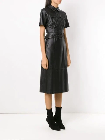 Shop Nk Midi Leather Dress In Black