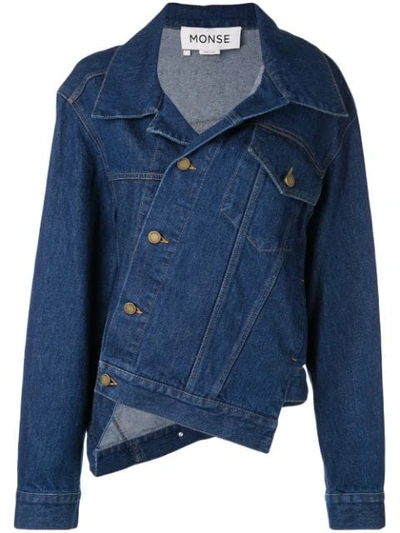 Shop Monse Asymmetric Denim Jacket In Blue