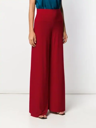 Shop Norma Kamali Wide Leg Trousers - Red