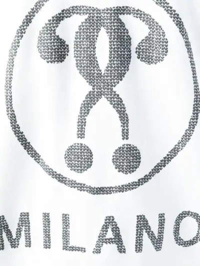 Shop Moschino Logo Print Hoodie - White