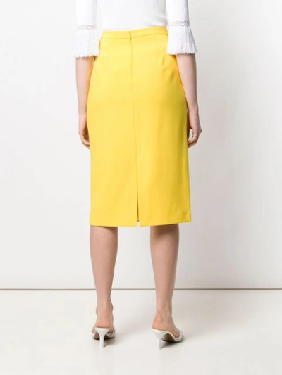 Shop Blumarine Fitted Pencil Skirt In Yellow