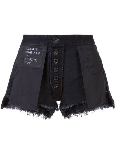 Shop Ben Taverniti Unravel Project Flared Button Shorts In Black