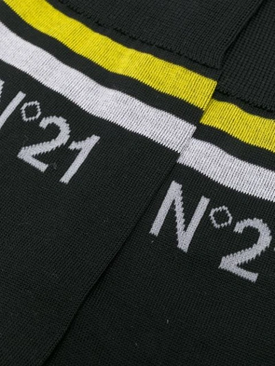 Nº21 条纹针织袜 - 黑色