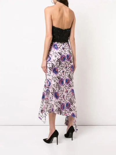 Shop Christian Siriano Embroidered Floral Strapless Dress In Black