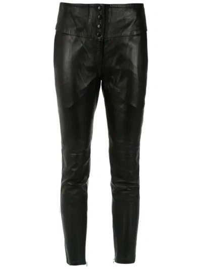 Shop Andrea Bogosian Leather Trousers - Black