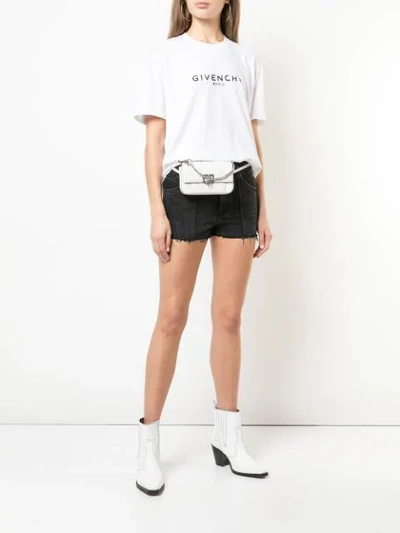 Shop Givenchy Raw Edge Denim Shorts In Black