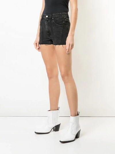 Shop Givenchy Raw Edge Denim Shorts In Black