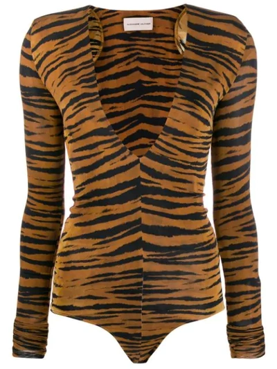 Shop Alexandre Vauthier Tiger Print Bodysuit In Brown