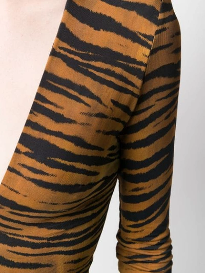 Shop Alexandre Vauthier Tiger Print Bodysuit In Brown