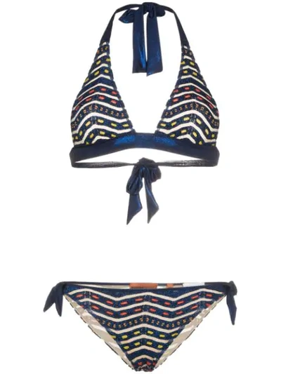 Shop Missoni Mare Halterneck Zigzag Lurex Bikini - Blue