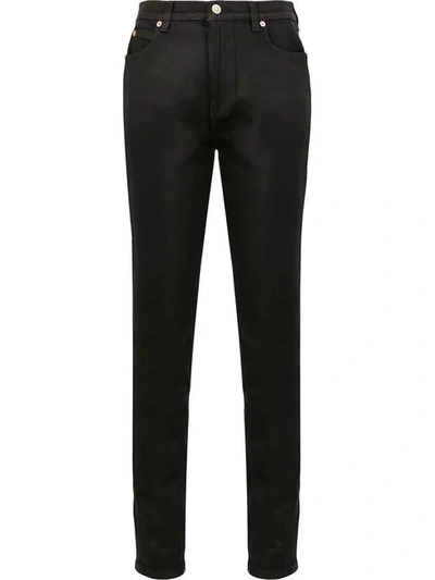 Shop Gucci Slim Leather Trousers In Black