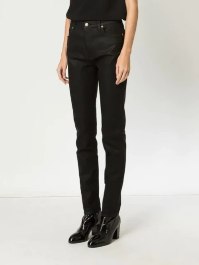 Shop Gucci Slim Leather Trousers In Black