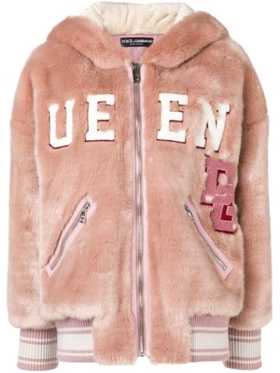 Shop Dolce & Gabbana Queen Zip Hoodie In Pink