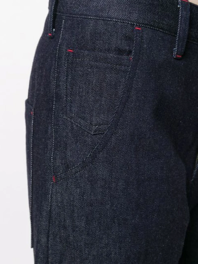 Shop Y's Contrast Stitching Jeans In 1 Indigo