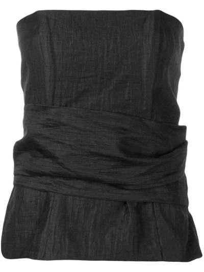 Shop Federica Tosi Tie-waist Strapless Top - Black