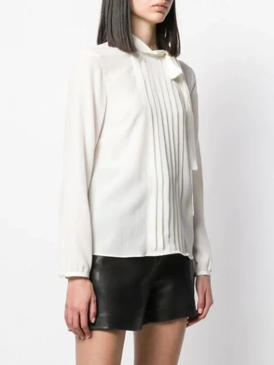 Shop Red Valentino Pleated Front Blouse In White